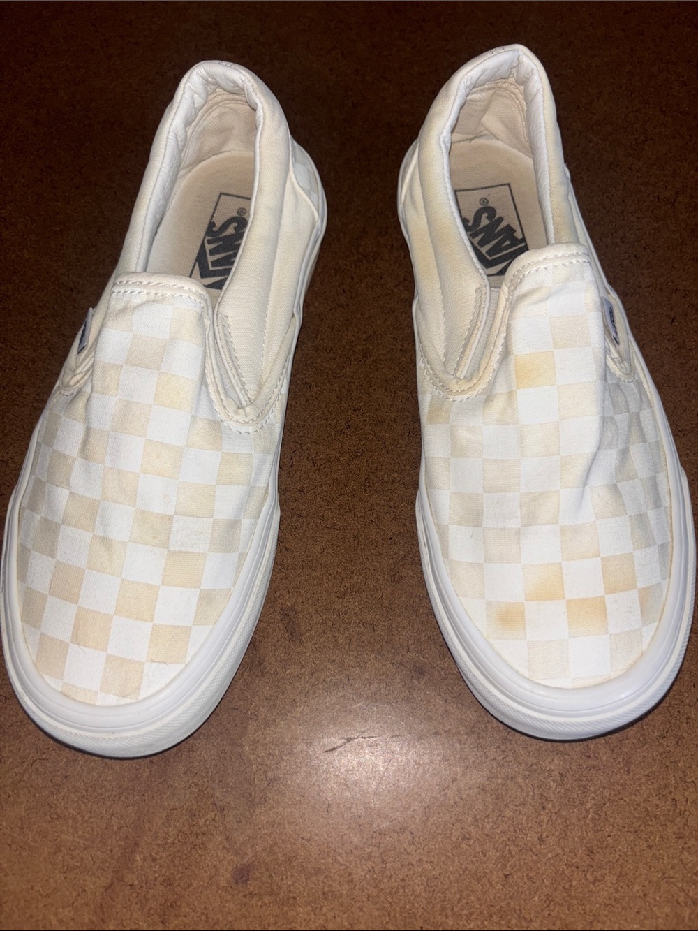 Vans Checkerboard Slip-On Loafers - White & Cream Men 6.5 Women 8